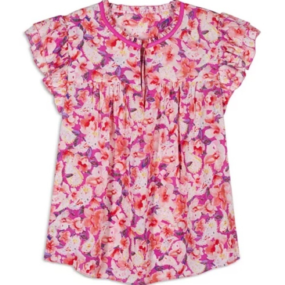 ba&sh Derick Floral Ruffle-Shoulder Top Size xs - Picture 5 of 10